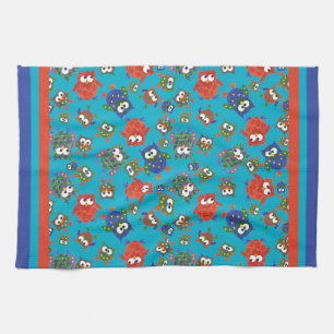 Mooie Uil Keukenhanddoek, Rood, Blauw, Groen Theedoek