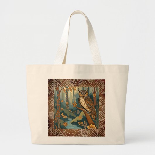 Mooie  Uil met Batik Canvas tas (Voorkant)