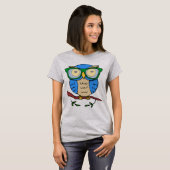 Mooie uil met groene bril t-shirt (Voorkant volledig)