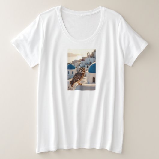 Mooie Uil staat op het Griekse landschap Grote Maat T-shirt (Design voorkant)