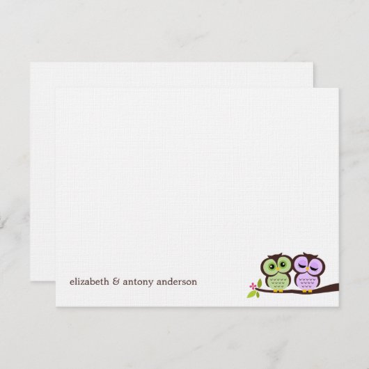 Mooie Uilen Aangepaste Platte Bedankbriefjes Kaart (Voorkant / Achterkant)