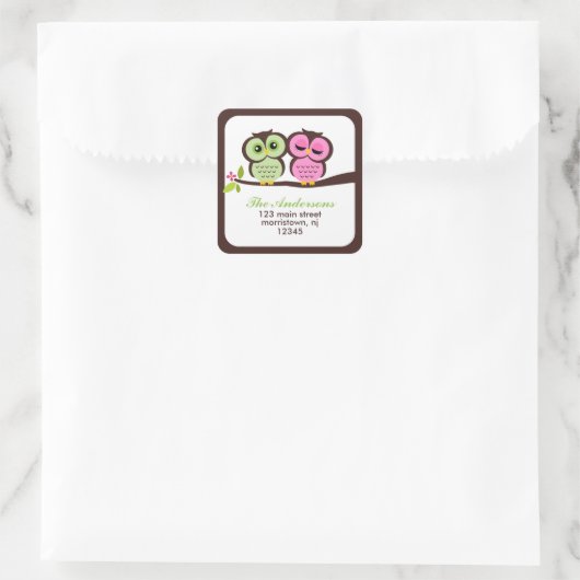 Mooie uilen Adresetiketten Vierkante Sticker (Tas)