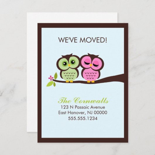 Mooie Uilen Bewegende Aankondigingen Aankondigingskaart (Voorkant / Achterkant)