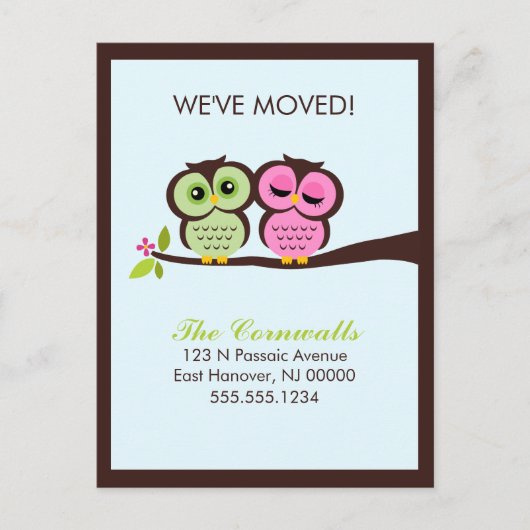 Mooie Uilen Bewegende Aankondigingen Aankondigingskaart (Voorkant)