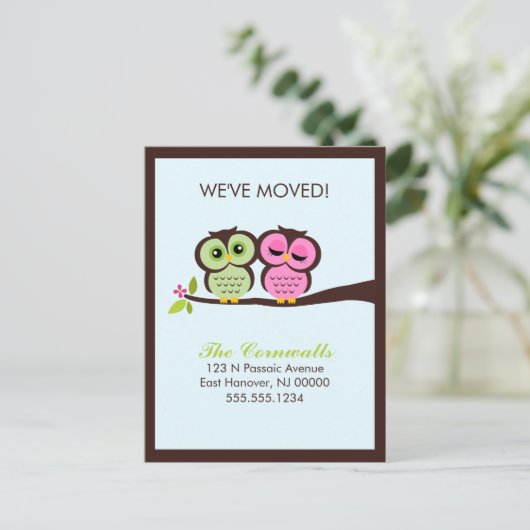 Mooie Uilen Bewegende Aankondigingen Aankondigingskaart (Staand voorkant)