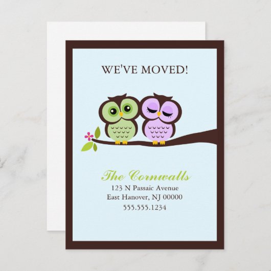 Mooie Uilen Bewegende Aankondigingen Aankondigingskaart (Voorkant / Achterkant)