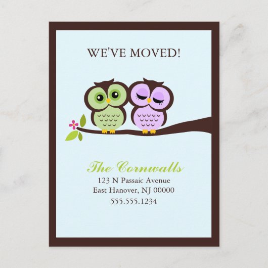 Mooie Uilen Bewegende Aankondigingen Aankondigingskaart (Voorkant)