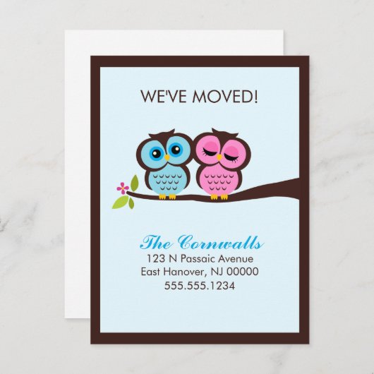 Mooie Uilen Bewegende Aankondigingen Aankondigingskaart (Voorkant / Achterkant)
