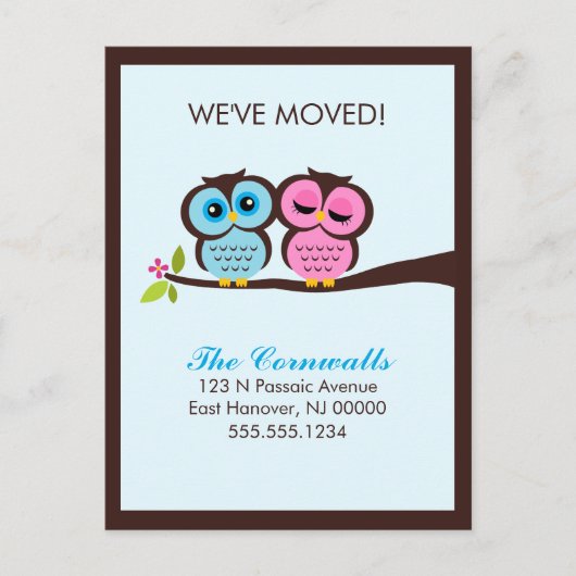 Mooie Uilen Bewegende Aankondigingen Aankondigingskaart (Voorkant)