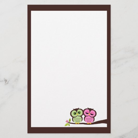 Mooie uilen stationery briefpapier (Voorkant)