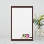 Mooie uilen stationery briefpapier (Staand voorkant)