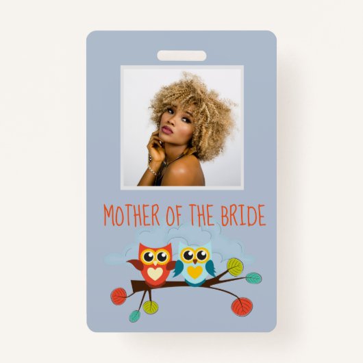 Mooie UILEN Thema Trouwdag Blauw Oranje Badge (Voorkant)