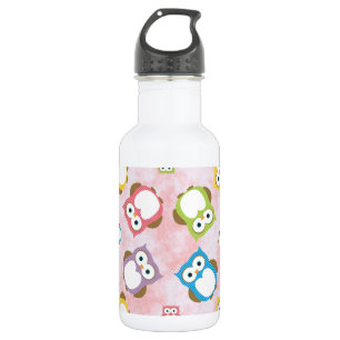 Mooie uilen, uilpatroon, kleurrijke uilen, babyuil waterfles