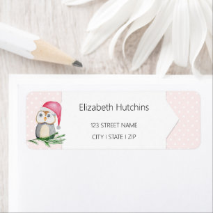 Mooie Uilen Watercolor Patroon met Monogram Etiket