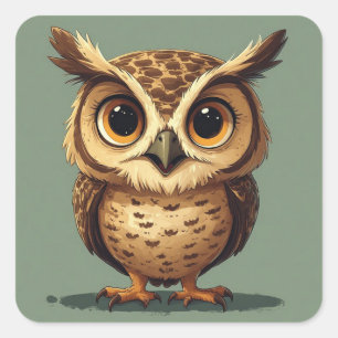 Mooie Uilportret Voor Vogel- En Natuurliefhebbers Vierkante Sticker
