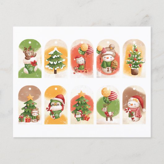 Mooie uitgeknipte Kerst-cadeautags set  (Voorkant)