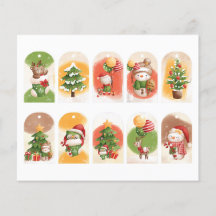 Mooie uitgeknipte Kerst-cadeautags set 