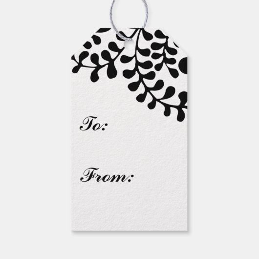 Mooie Uitgewerkte Zwart en Wit Print Cadeaulabel (Achterkant)