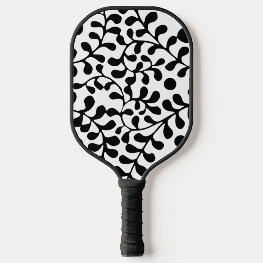Mooie Uitgewerkte Zwart en Wit Print Pickleball Paddle (Voorkant)