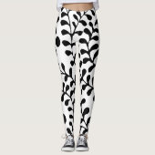 Mooie uitgewerkte zwart-witprint leggings (Voorkant)