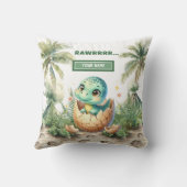 Mooie Uitkomen Snel Baby Dinosaurus Gepersonalisee Kussen (Achterkant)
