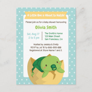 Mooie uitkomende schildpad jongen baby shower uitn kaart