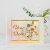 Mooie uitnodiging met Roos (Staand voorkant)