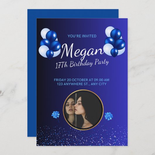 Mooie uitnodiging Verjaardagskaart (Voorkant / Achterkant)