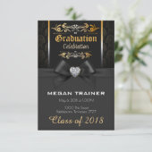 Mooie uitnodiging voor Afstuderen in zwart-wit en (Staand voorkant)