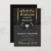 Mooie uitnodiging voor Afstuderen in zwart-wit en (Voorkant / Achterkant)
