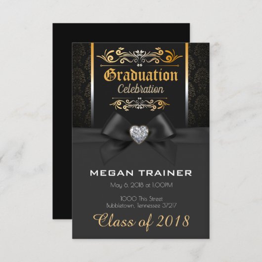 Mooie uitnodiging voor Afstuderen in zwart-wit en (Voorkant / Achterkant)