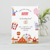 Mooie uitnodiging voor Circus Kermis Carnaval Verj (Staand voorkant)