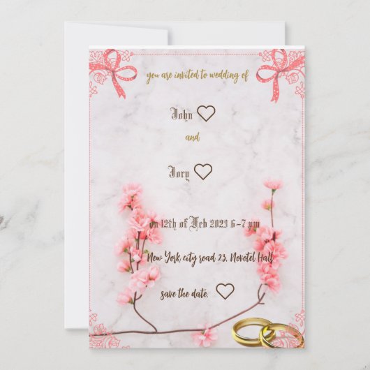 mooie uitnodiging voor de bruiloft  (Voorkant)