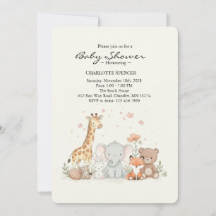 Mooie uitnodiging voor een babyshower met bosdiere