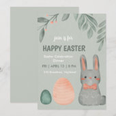 Mooie uitnodiging voor een Pasen konijn viering di (Voorkant / Achterkant)
