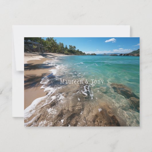 Mooie uitnodiging voor een strandhuwelijk (Achterkant)