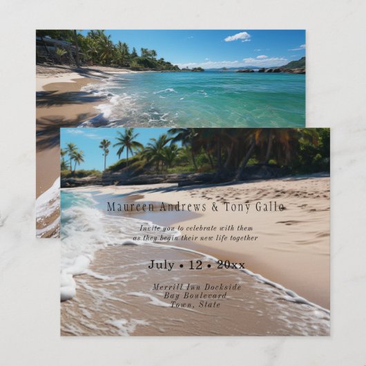 Mooie uitnodiging voor een strandhuwelijk (Voorkant / Achterkant)