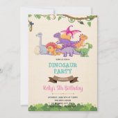 Mooie uitnodiging voor Girl dinosaur (Voorkant)