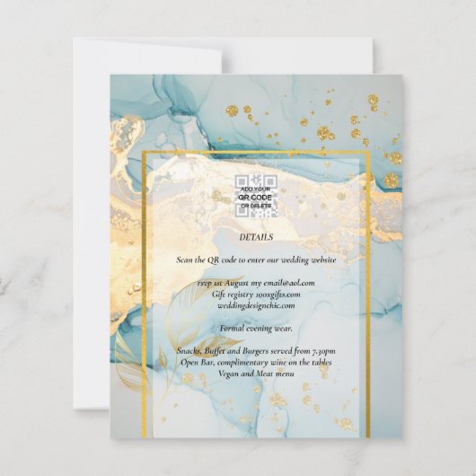 Mooie uitnodiging voor gouden bruiloft met zeeglas (Achterkant)