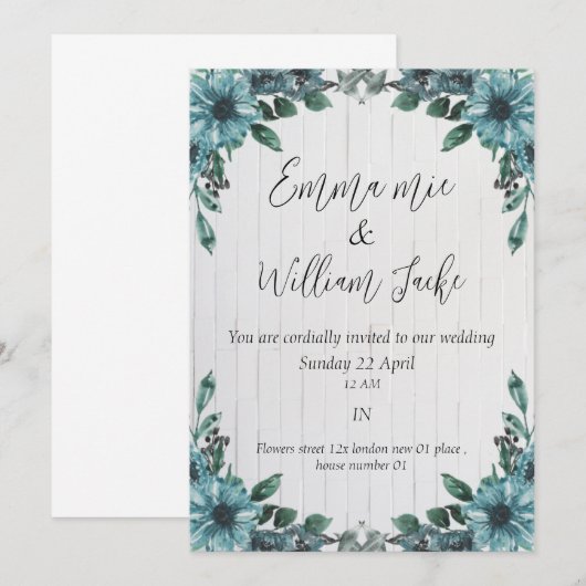 Mooie uitnodiging voor Kaart bruiloft (Voorkant / Achterkant)