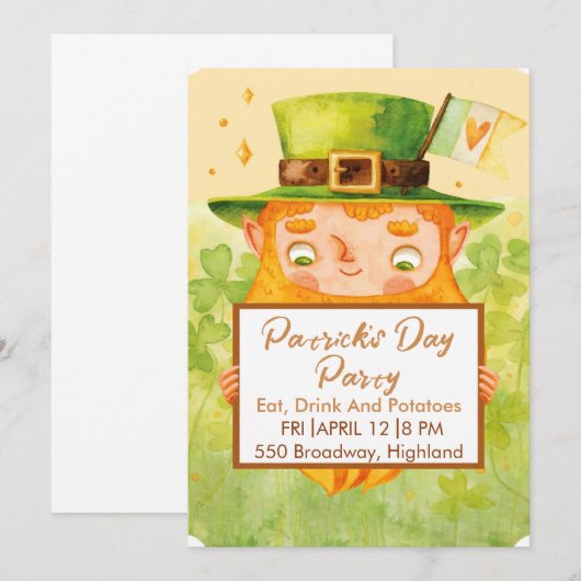 Mooie uitnodiging voor St. Patrick's Day-feestje (Voorkant / Achterkant)