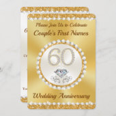Mooie uitnodigingen voor 60-jarig huwelijksjubileu (Voorkant / Achterkant)