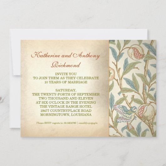 Mooie uitnodigingen voor de 10e verjaardag in de v (Achterkant)