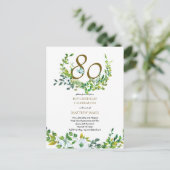 Mooie uitnodigingskaarten voor 80ste verjaardag me briefkaart (Staand voorkant)