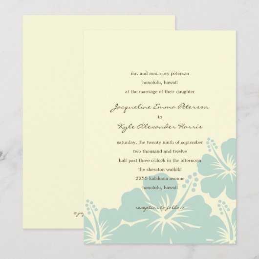 Mooie uitvindingen van Hibiscus Wedding (blauw) Kaart (Voorkant / Achterkant)