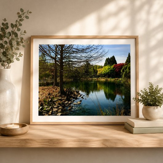 Mooie uitzicht aan het meer foto afdruk