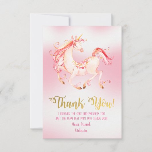 Mooie Unicorn Dank u voor uw briefkaarten (Voorkant)