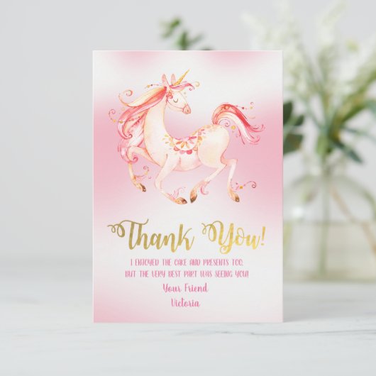 Mooie Unicorn Dank u voor uw briefkaarten (Staand voorkant)