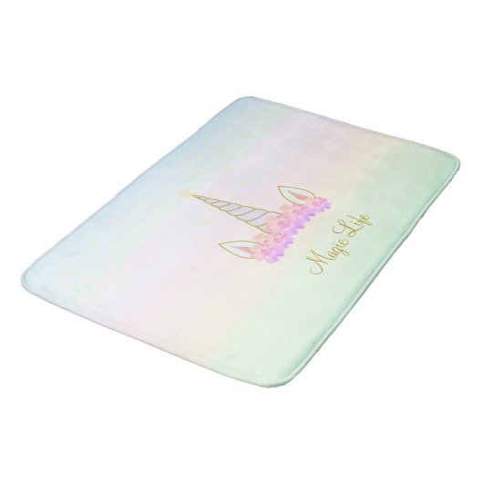 Mooie Unicorn Flowers & Stars Badmat (Gekanteld)