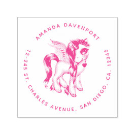 Mooie Unicorn met Fancy manie en staart Zelfinktende Stempel